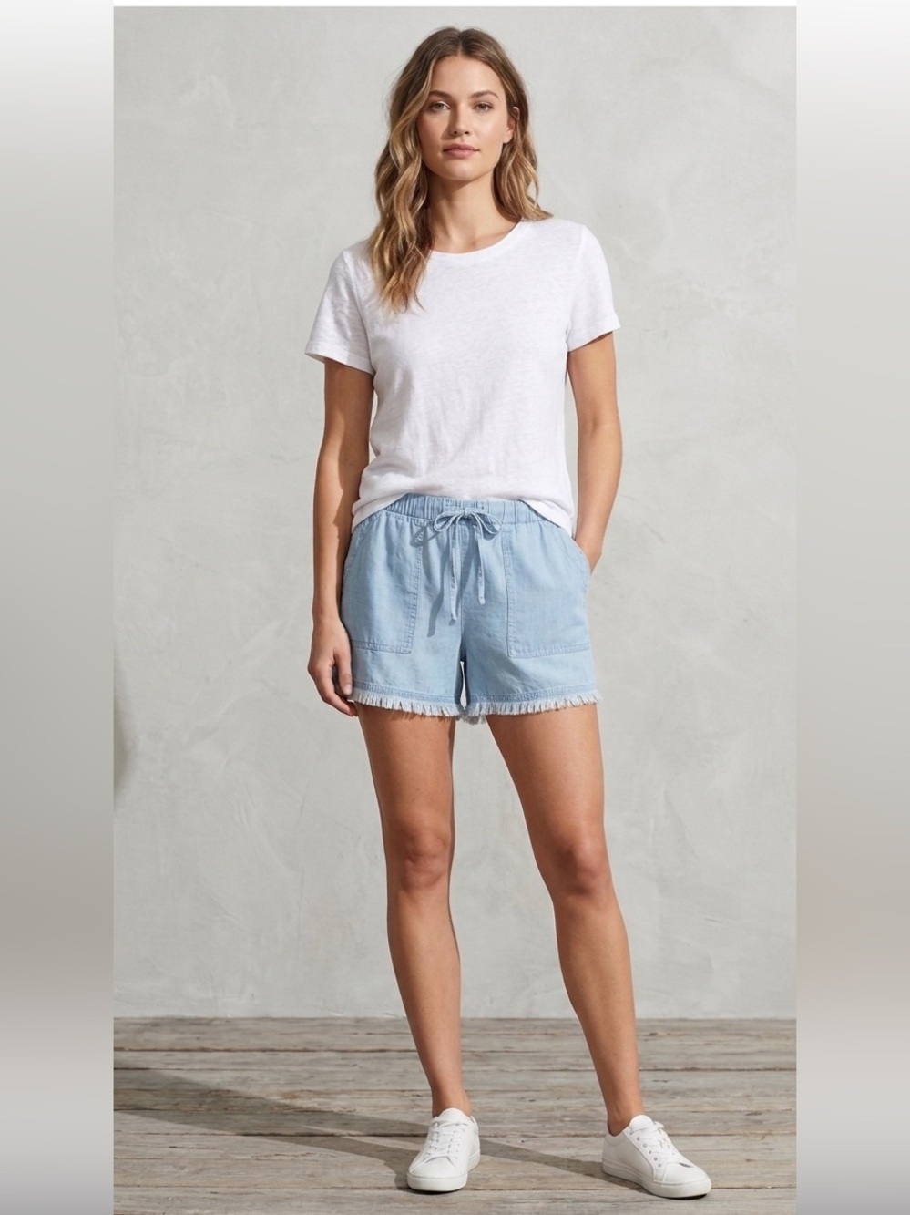 Nwt Calvin Klein Chambray Drawstring Utility 4" Shorts size 12